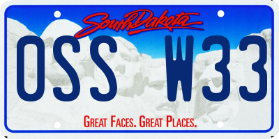 SD license plate 0SSW33