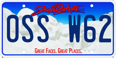 SD license plate 0SSW62