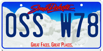 SD license plate 0SSW78