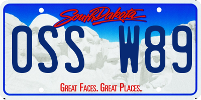 SD license plate 0SSW89