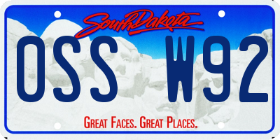 SD license plate 0SSW92