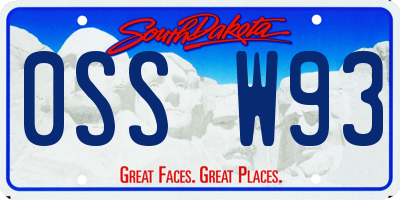 SD license plate 0SSW93
