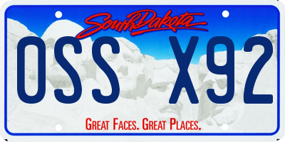 SD license plate 0SSX92