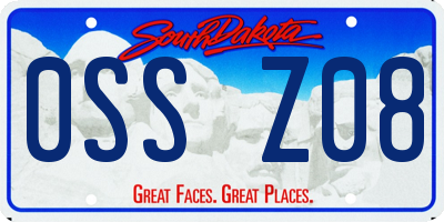 SD license plate 0SSZ08