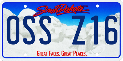 SD license plate 0SSZ16