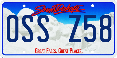 SD license plate 0SSZ58