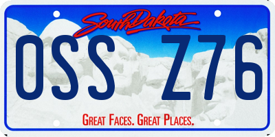 SD license plate 0SSZ76