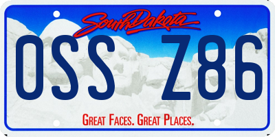 SD license plate 0SSZ86