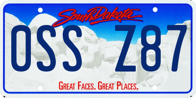 SD license plate 0SSZ87