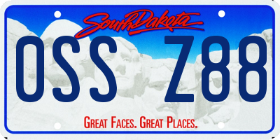 SD license plate 0SSZ88