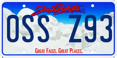 SD license plate 0SSZ93