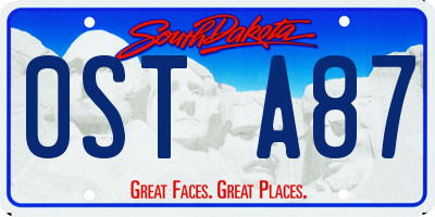 SD license plate 0STA87
