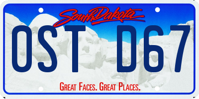 SD license plate 0STD67