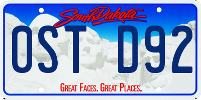 SD license plate 0STD92