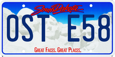 SD license plate 0STE58