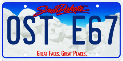 SD license plate 0STE67