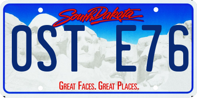 SD license plate 0STE76