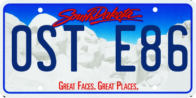 SD license plate 0STE86