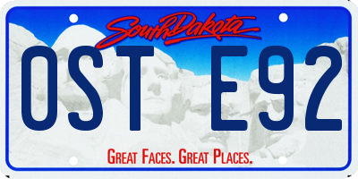SD license plate 0STE92