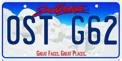 SD license plate 0STG62
