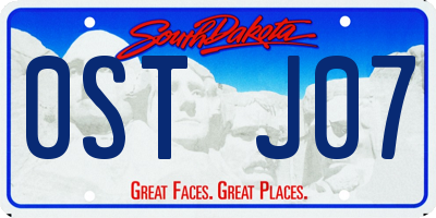 SD license plate 0STJ07