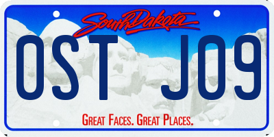 SD license plate 0STJ09