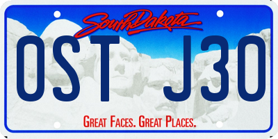 SD license plate 0STJ30