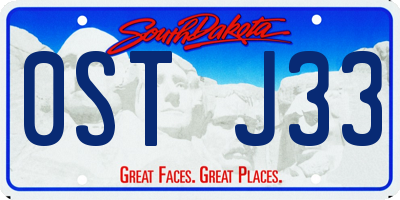 SD license plate 0STJ33