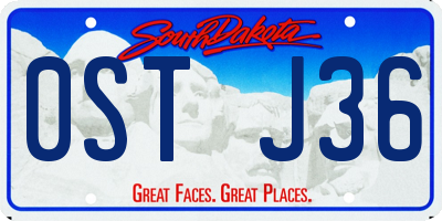 SD license plate 0STJ36