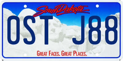 SD license plate 0STJ88