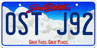 SD license plate 0STJ92