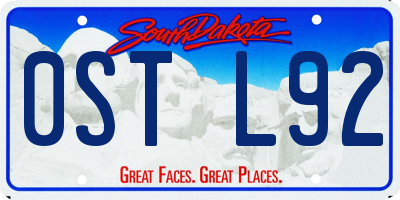 SD license plate 0STL92