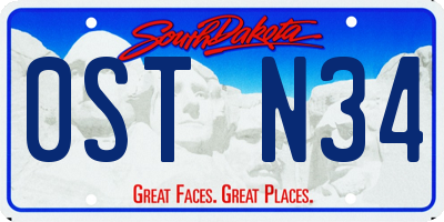 SD license plate 0STN34