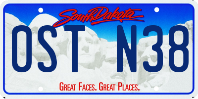 SD license plate 0STN38