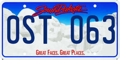 SD license plate 0STO63