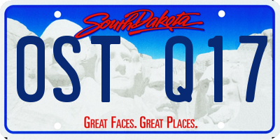 SD license plate 0STQ17