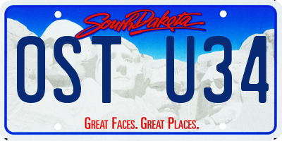SD license plate 0STU34
