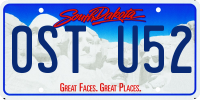 SD license plate 0STU52
