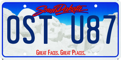 SD license plate 0STU87