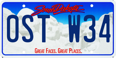 SD license plate 0STW34