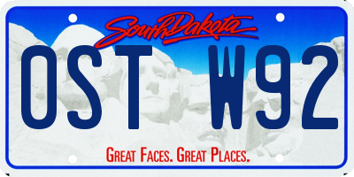SD license plate 0STW92