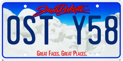 SD license plate 0STY58