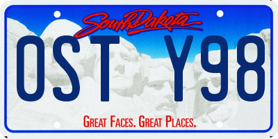 SD license plate 0STY98