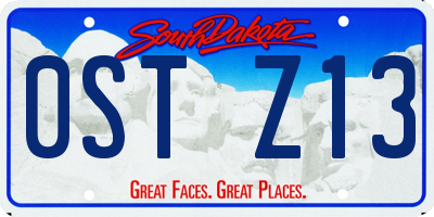SD license plate 0STZ13