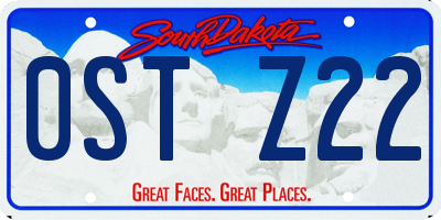 SD license plate 0STZ22