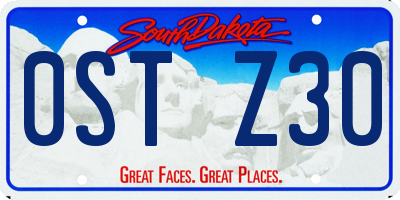 SD license plate 0STZ30