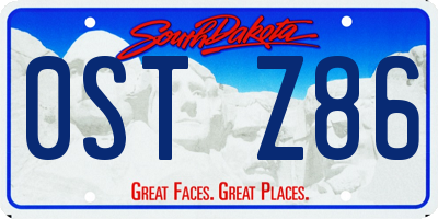 SD license plate 0STZ86