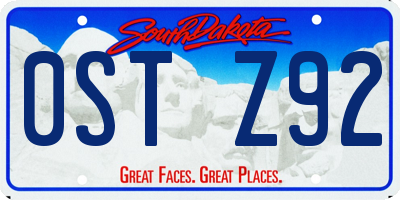 SD license plate 0STZ92