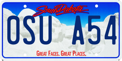 SD license plate 0SUA54