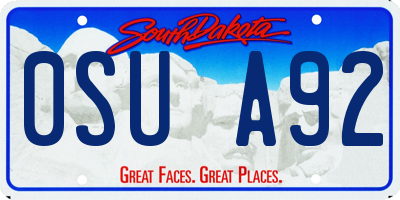 SD license plate 0SUA92